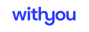 With you in blue letters on a white background. 